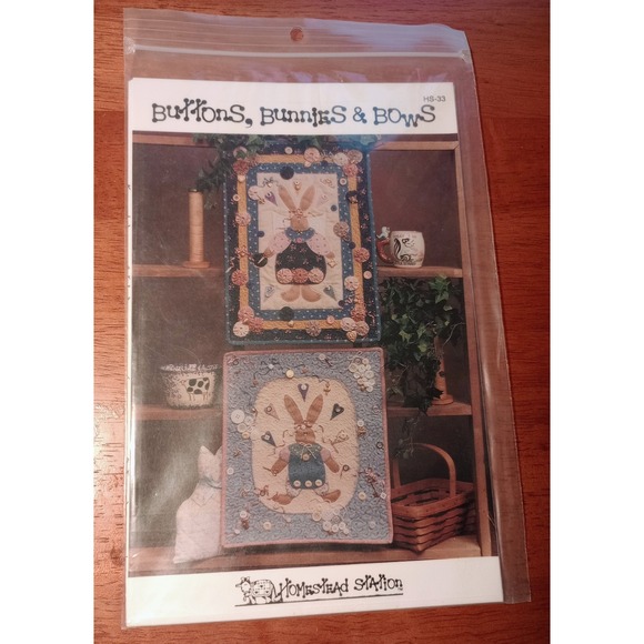 Vintage Bunny Quilts Pattern Buttons Bunnies and Bows by Homestead Station ©1991 - Picture 1 of 2